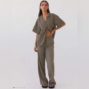 Peppermayo Bruno Wide Leg Pants in Brown Geometric - Size 2